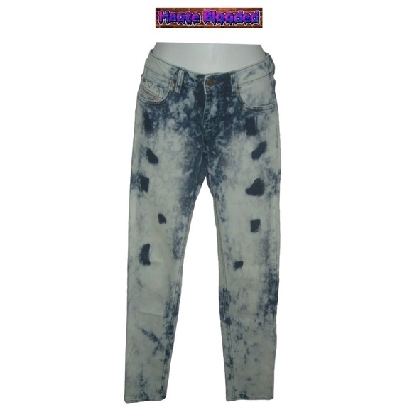 Diesel Jeans Acid Wash Destroyed Blasted Skinny Seen On Celebrity Denim 80's 26 - Picture 1 of 10